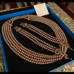 Retired Heidi Daus “Deco Master Clasp multi strand necklace and bracelet set